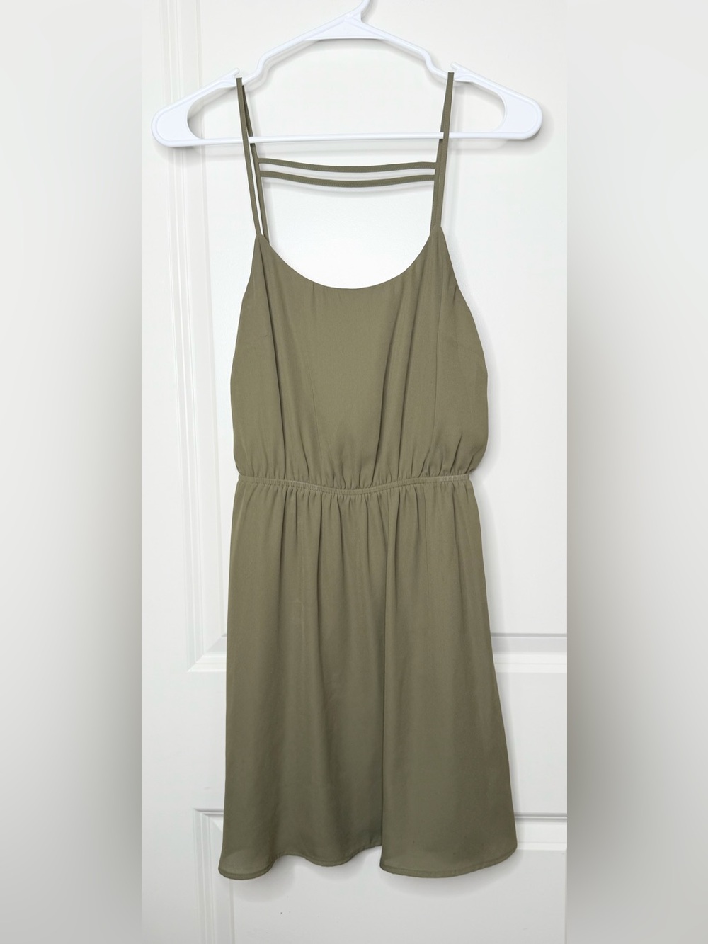Princess Vera Wang Women’s S Olive Green Strappy Mini Dress Open Back Boho